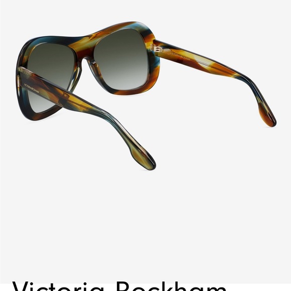 VICTORIA BECKHAM | Striped Khaki Geometric Square Acetate Sunglasses - Picture 12 of 13